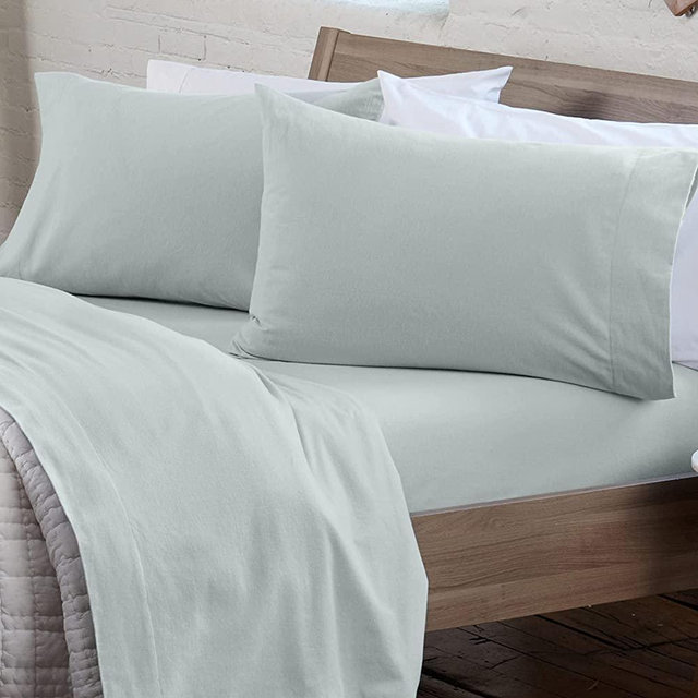 Extra Soft 100% Turkish Cotton Heavyweight Flannel Sheet Set. Warm, Cozy, Luxury Winter Bed Sheets. Raye Collection (King, Barely Blue)