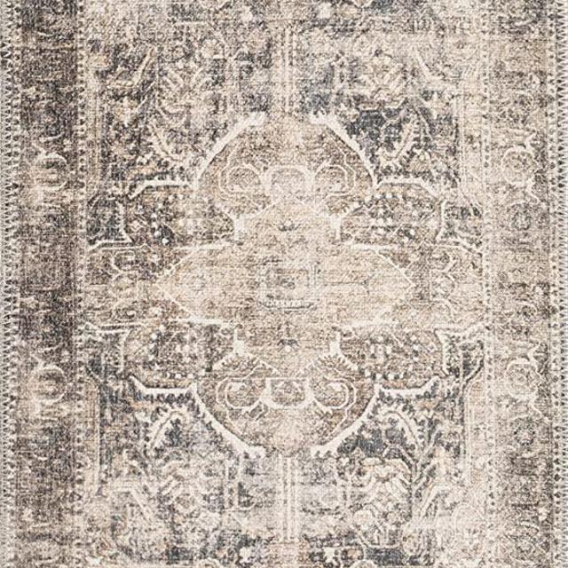 Adiva Rugs Machine Washable Area Rug for Living Room, Bedroom, Bathroom, Kitchen, Printed Persian Vintage Home Decor, Floor Decoration Carpet Mat (Vizon/Grey, 2' x 3')