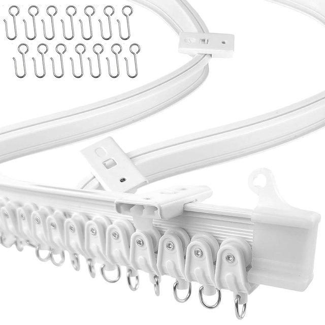 UrbanRed Flexible Bendable Ceiling Curtain Track, 9.8FT (3m), Ceiling Mount for Curtain Rail with Track Curtain System, Hanging Room Divider, Ceiling Curtain Rod, RV Ceiling Track for Curtains, White