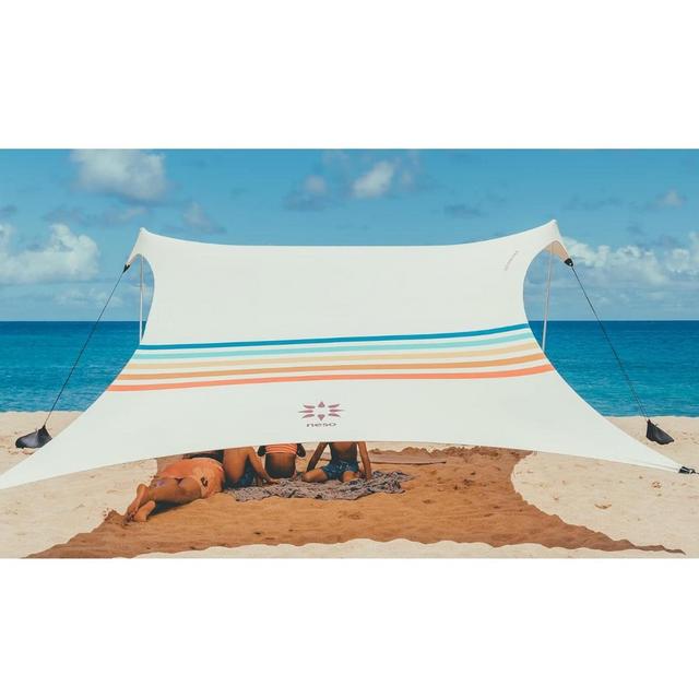 Neso Tents Beach Tent with Sand Anchor, Portable Canopy Sunshade - 7' x 7' - Patented Reinforced Corners (Rainbow)