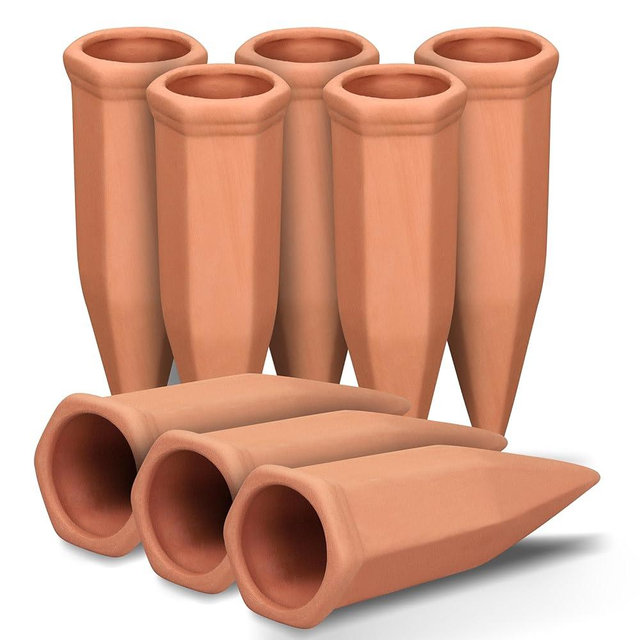 Soilagua Wine Bottle Watering Spikes, Terracotta Watering Spikes for Out | Indoor Plants, Self Watering Planter Insert, Vacation Plant Watering Devices, Clay Plant Watering Globes, 8-Pack