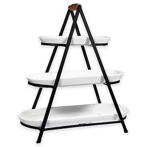 3-Tier Oblong Ceramic Server in White