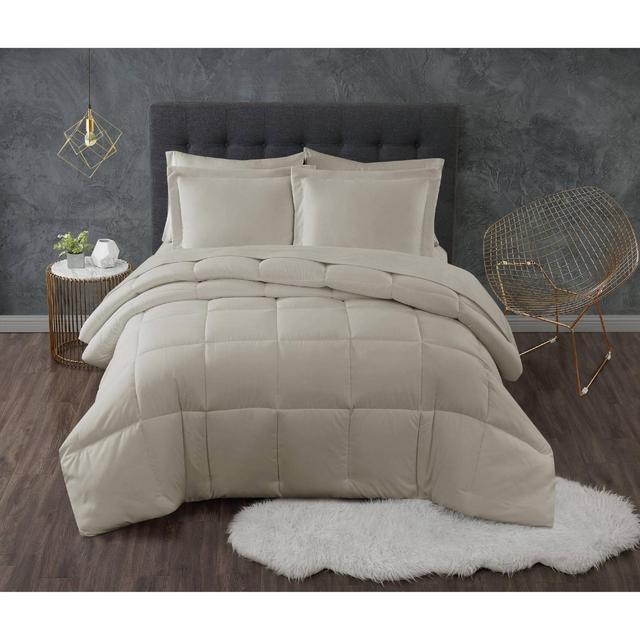 Full/Queen 3pc Antimirobial Down Alternative Comforter Set Khaki - Truly Calm
