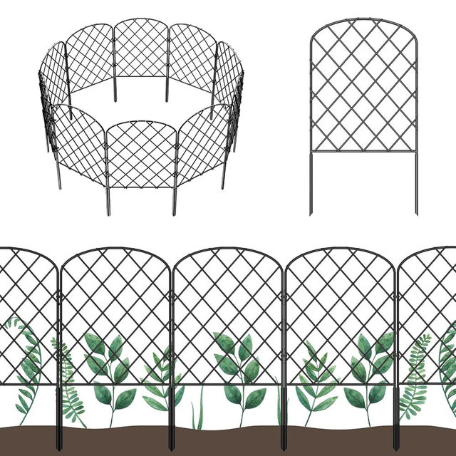 OUSHENG 10 Pack Decorative Garden Fence, Total 10ft(L) x 24in(H) Animal Barrier Border, Rustproof Metal Wire Section Edging Fencing Panel for Outdoor Patio Garden Yard, Arched