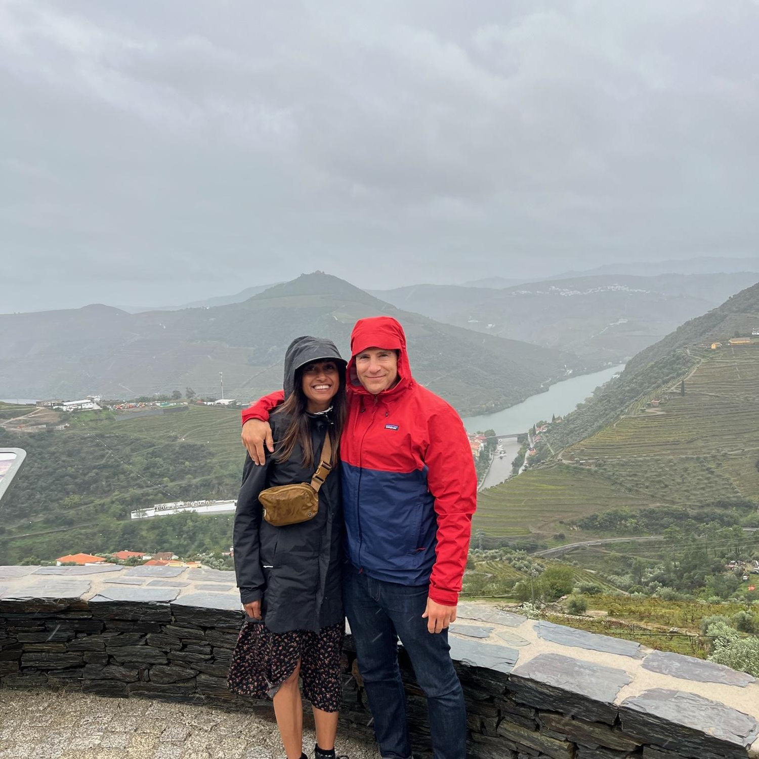 Our first international trip together.  Wine Country was a little wet.  Douro Valley, Portugal.