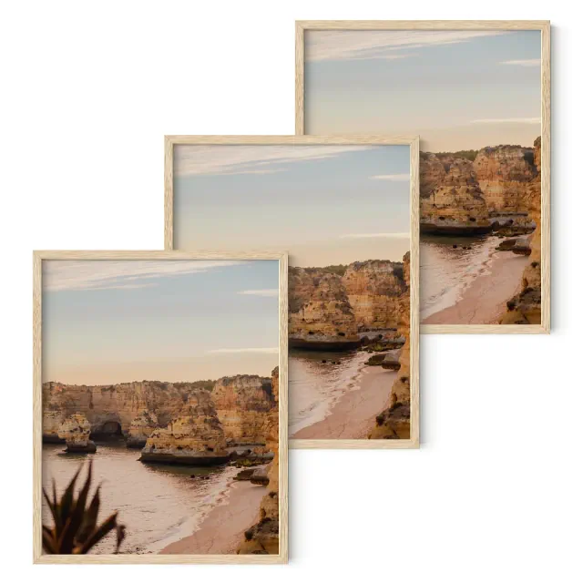 Haus and Hues Set of 3 Picture Frame with Plexiglass Cover, Natural Oak, 8.5x11