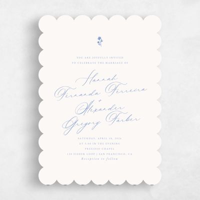 Blue Scalloped Wedding Invitation - Kiruna Portrait