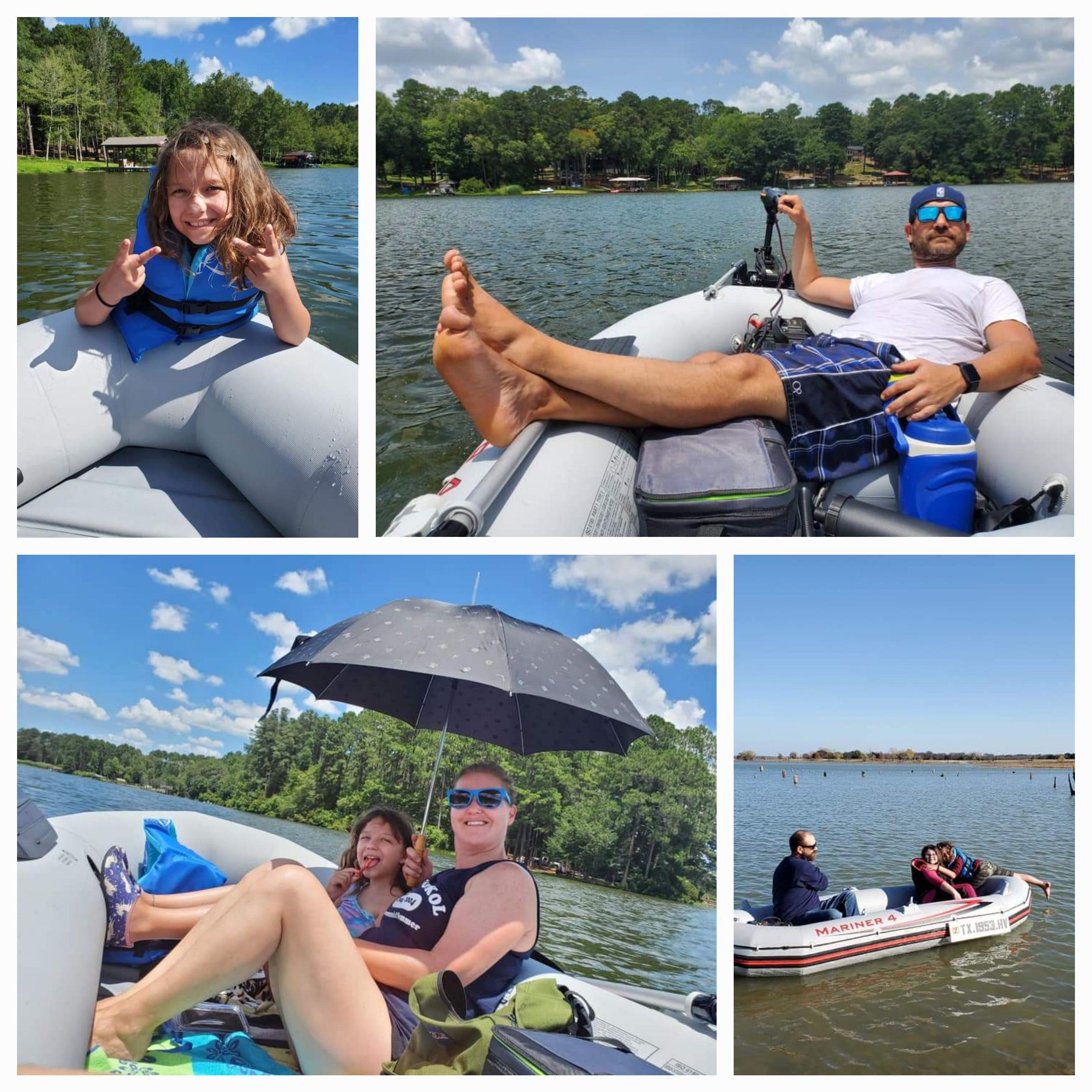 BOATING!  Who doesn't love a boat that you can roll up and put in the trunk?!  One day we will have a big boat (with a cover so Rachel doesn't get sun burnt!).