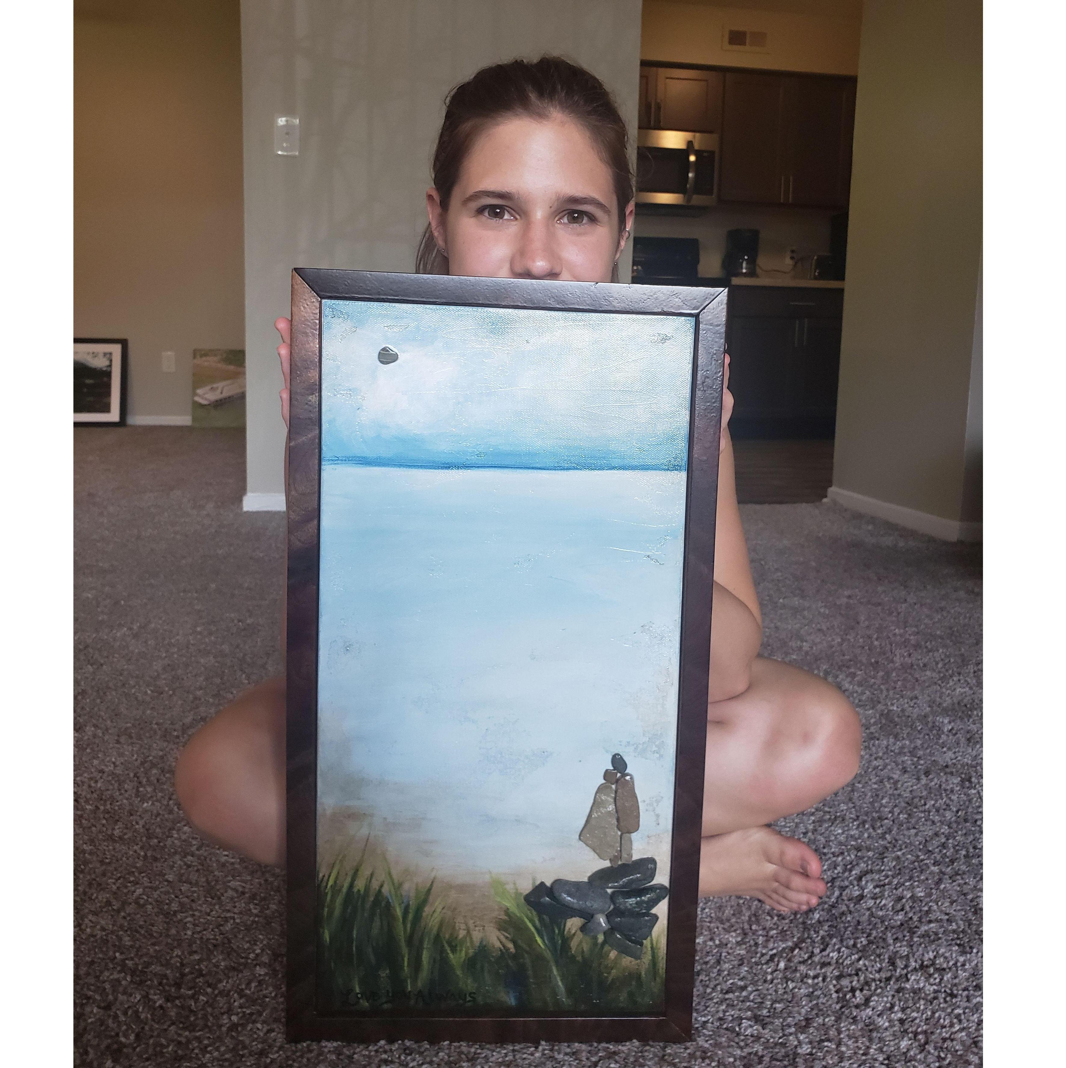 With the help of my cousin Drew, this was Kyle's 2 year anniversary gift to me. He found the rocks in Clear Lake, where his family home is. I treasure this gift so much!