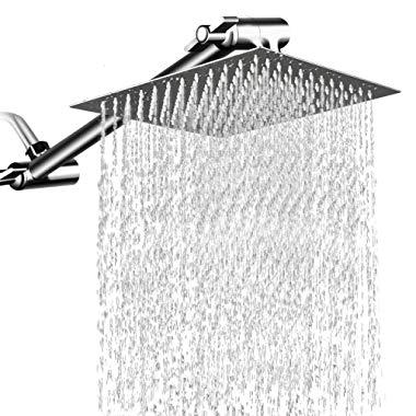 12 Inch Square Rain Showerhead with 11 Inch Adjustment Extension Arm Chrome