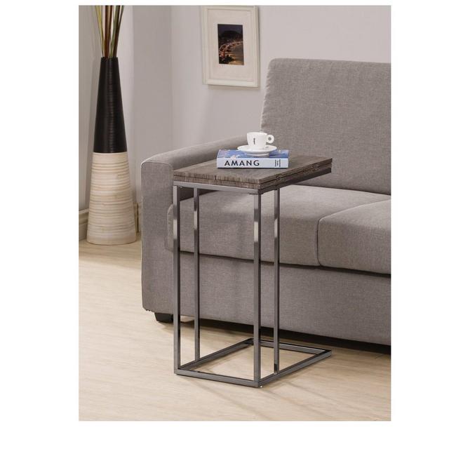 Weathered Grey Finish Expandable Snack Side End Table