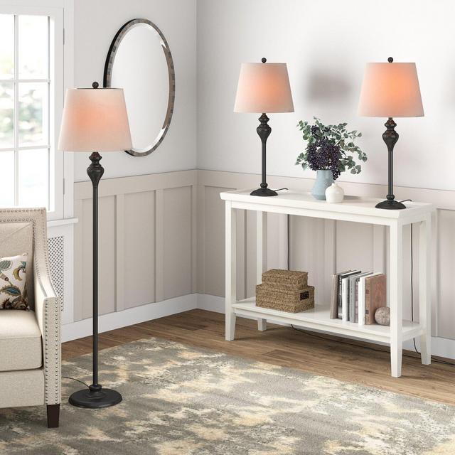Peoria 3 Piece Floor and Table Lamp Set