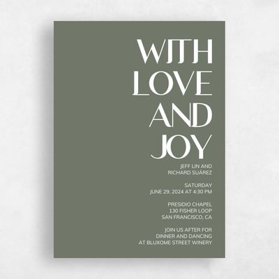 Dark Sage, Green Wedding Invitation - Millsboro Portrait