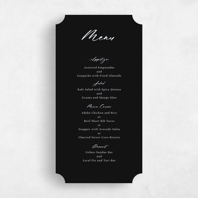 Black Ticket Wedding Menu - Uzes