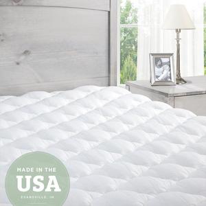 Pillowtop Mattress Pad with Fitted Skirt - Extra Plush Topper Found in Marriott Hotels - Made in the USA, Queen