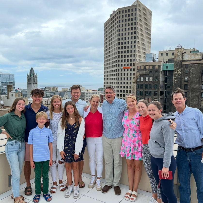 Our first photo with both families!