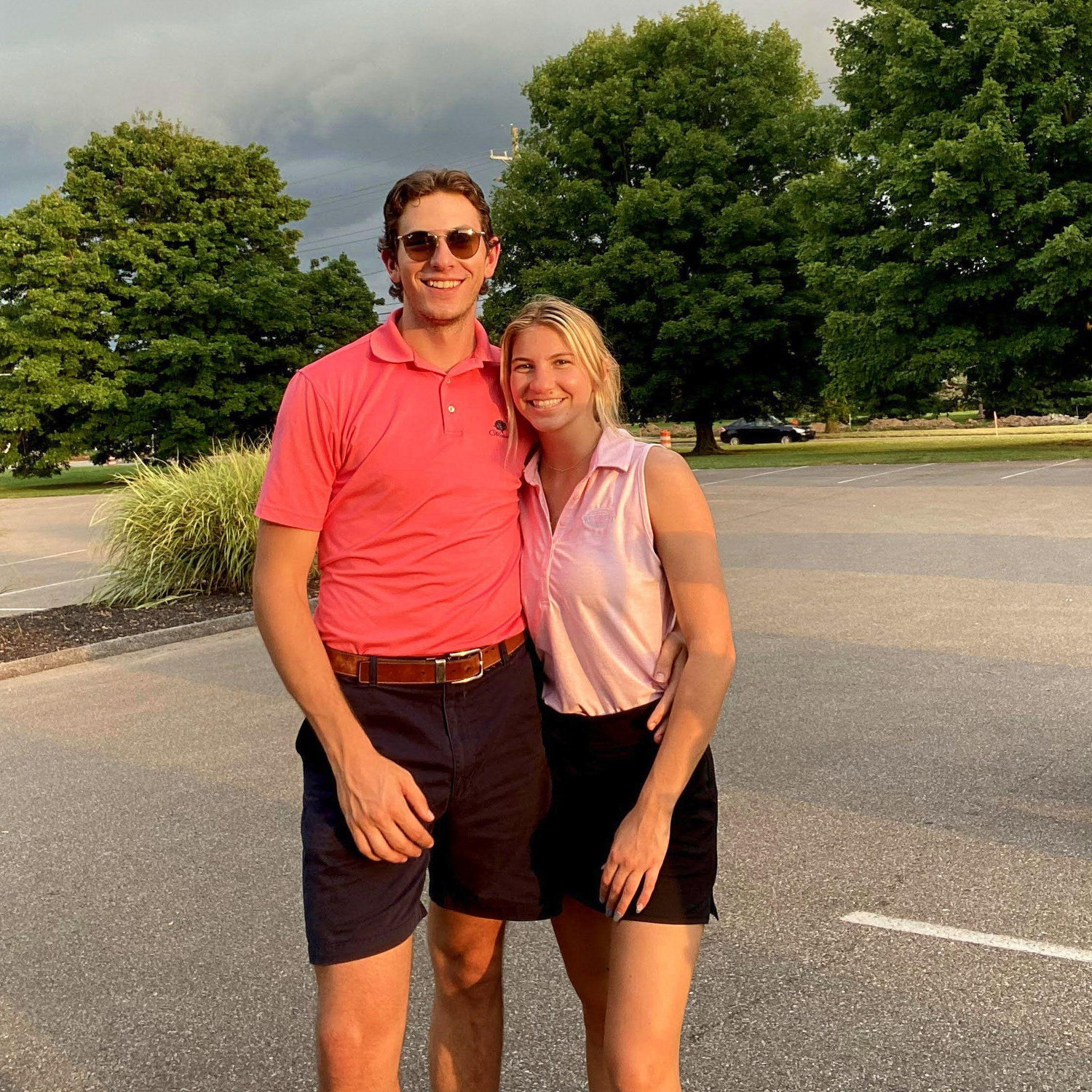Our first time golfing together; Liz shot a better game than Trevor!