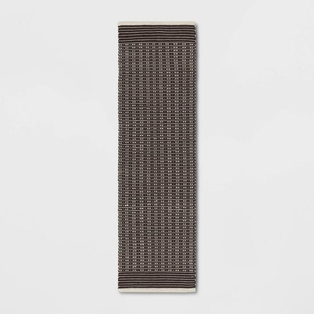 2'x7' Hand Woven Cotton/Wool Runner Black - Threshold™