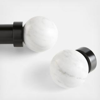 Large Marble Round Curtain End Cap Finials, Set of 2