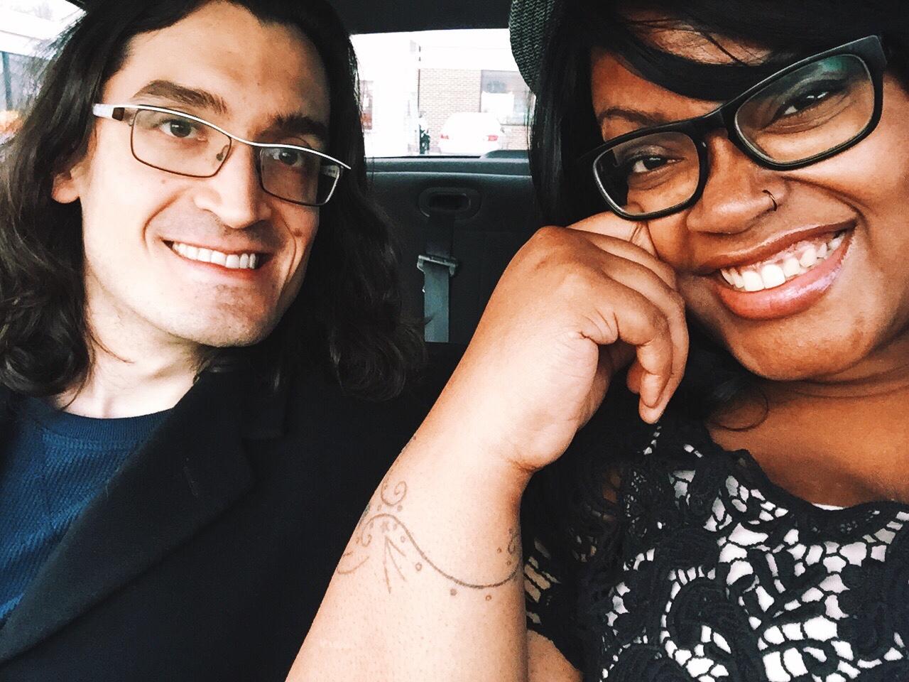 First of many car selfies when Andrew would arrive