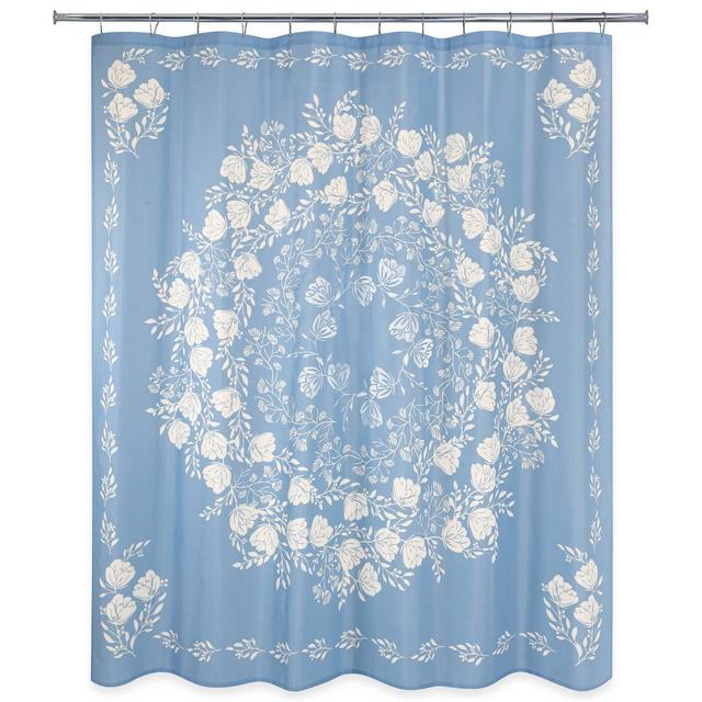 Avignon Shower Curtain Blue/Cream - Allure Home Creation