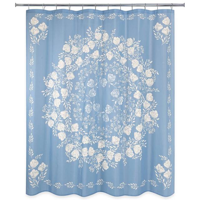 Avignon Shower Curtain Blue/Cream - Allure Home Creation