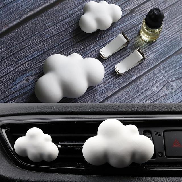 Brighter Sky Car Air Freshener with fragrance oil refil, French Vanilla Scented, Cloud Shaped Car Aromatherapy Diffuser, Air Conditioning Decoration, White, Gift for Her, Gift for Any Occasion