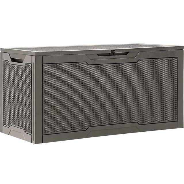 YITAHOME 100 Gallon Outdoor Storage Box, Large Water Resistant Resin Deck Box, Indoor Outdoor Lockable Storage Container for Patio, Garden, Cushions, Tools, Equipment (Taupe)