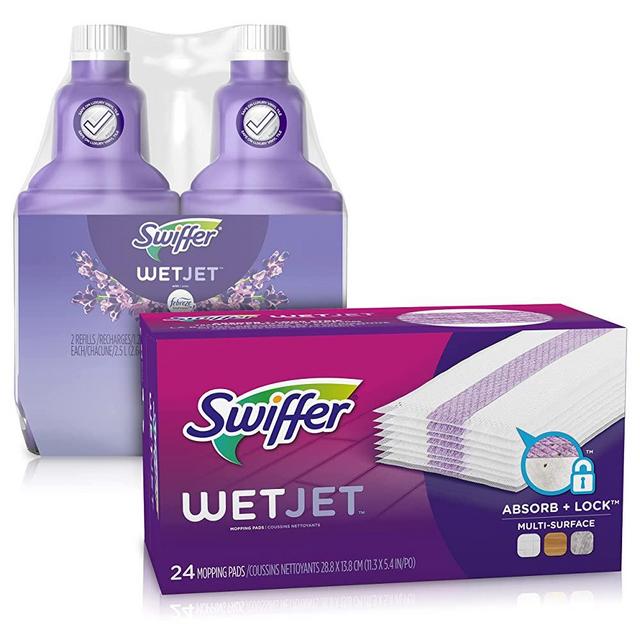 Swiffer WetJet Refill Kit: Floor Cleaner Mop Pad Refills and Floor Cleaner Solution Refills
