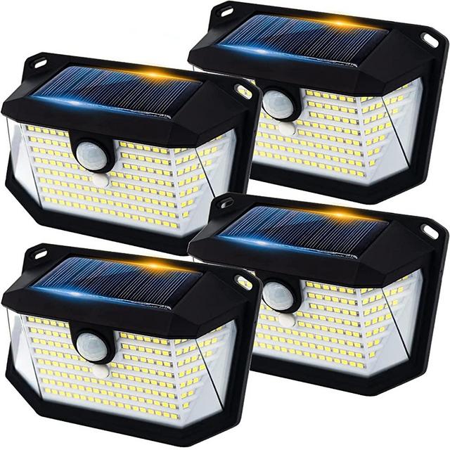 Menu Life Solar Lights Outdoor Motion Sensor,Easy Install Secure Wireless Exterior Lights,3 Working Modes,IP65 Waterproof,with 3M Tape,Outdoor Wall Lights for Patio Garage Pathway(4 Pack) (HSG-T22)
