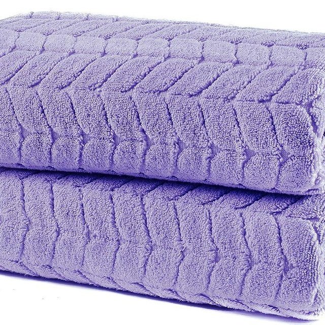 BAGNO MILANO 100% Turkish Cotton Jacquard Luxury Towel Set – Quick Dry Non-GMO Ultra-Soft, Plush and Absorbent Luxury Durable Turkish Towels Set (Lavender, 2 pcs Bath Towel Set)