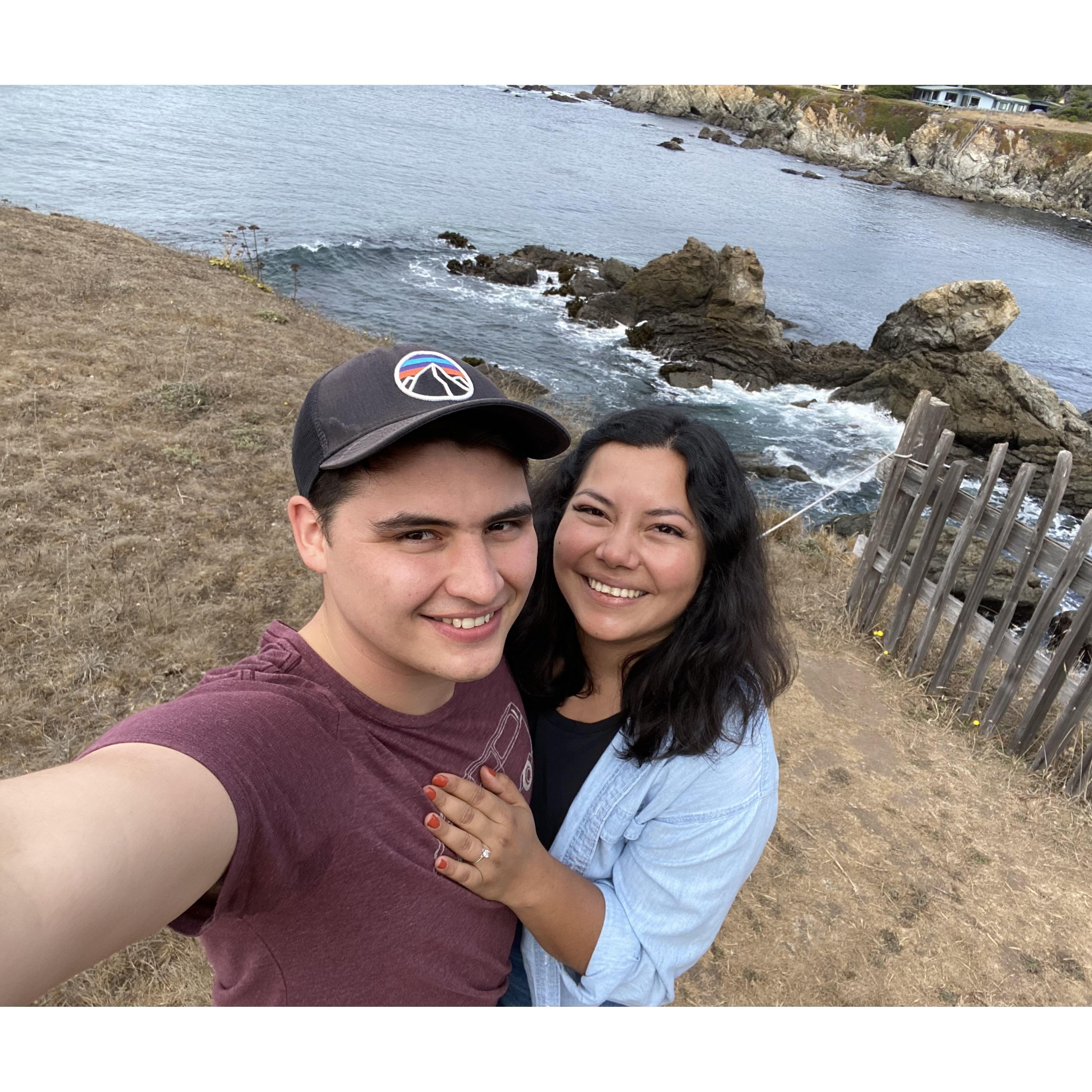 The day we got engaged in Mendocino, CA