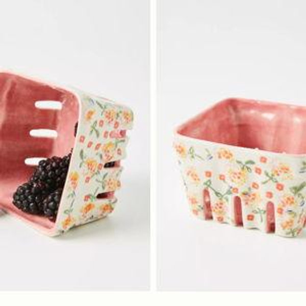 Floral Ceramic Berry Basket