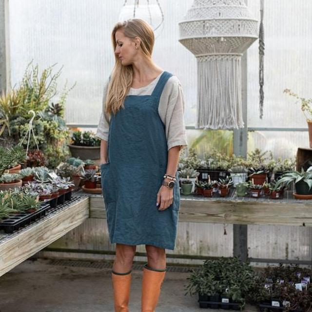 Linen Pinafore Japanese Apron Criss Cross Apron Square Cross Linen Apron Pinafore Dress Linen Apron Japanese Style Apron Pinafore