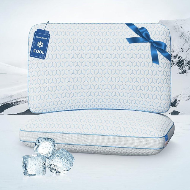 Sweetnight Cooling Pillows King Size Set of 2, Shredded Memory Foam Pillows 2 Pack for Hot Sleepers, Cold Bed Pillows for Sleeping, Washable with Removable Cover, Cool Night