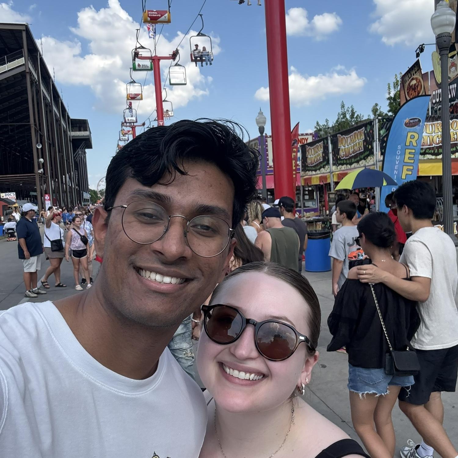 Our time at the Indiana state fair together in 2025. It was a sweltering day filled with lots of walking, strange fried foods, and seeing local artisans work.
