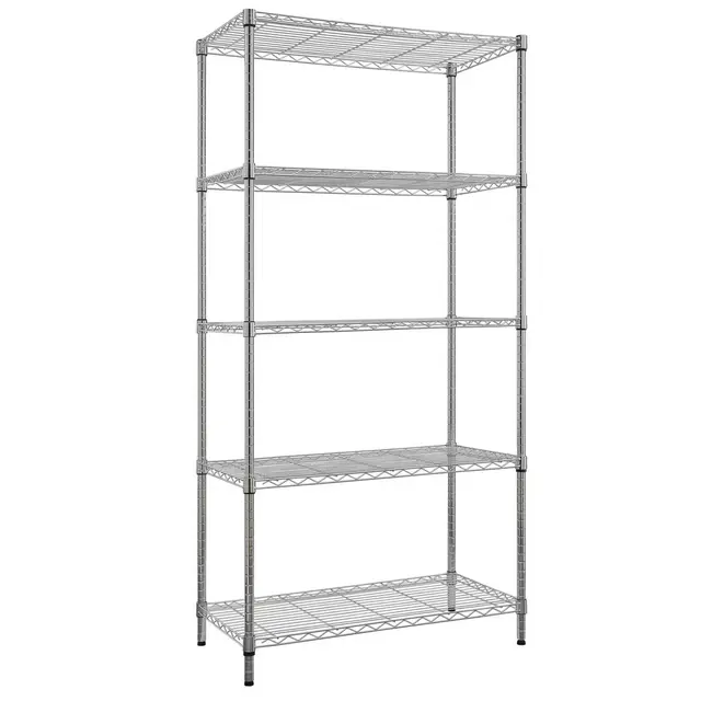 5-Tier Steel Wire Storage Shelf in Chrome