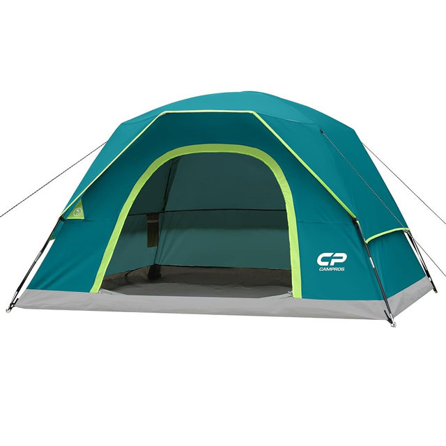 CAMPROS CP Camping Tent 2/4/6 Person, Waterproof Windproof Double Layer Dome Tent, Easy Setup with Large Mesh Windows & Wide Door for Outdoor Camping Backyard