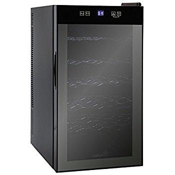 Ivation 18 Bottle Thermoelectric Red And White Wine Cooler/Chiller Counter Top Wine Cellar with Digital Temperature Display, Freestanding Refrigerator Smoked Glass Door Quiet Operation Fridge