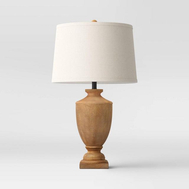 Large Wood Urn Assembled Table Lamp (Includes LED Light Bulb)Brown - Threshold™