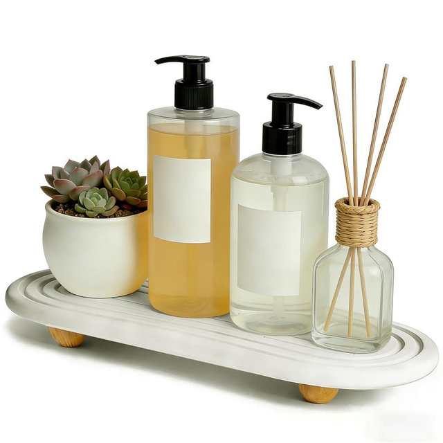 Instant Dry Sink Tray, Anti-Slip Stone Sink Caddy, Durable Kitchen Sink Organizer, Quick Dry Water Absorbing Stone Tray for Bathroom Counter, Stone Soap Tray -White
