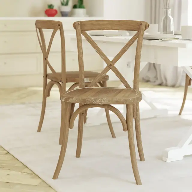 Emma and Oliver Medium Natural With White Grain X-Back Chair