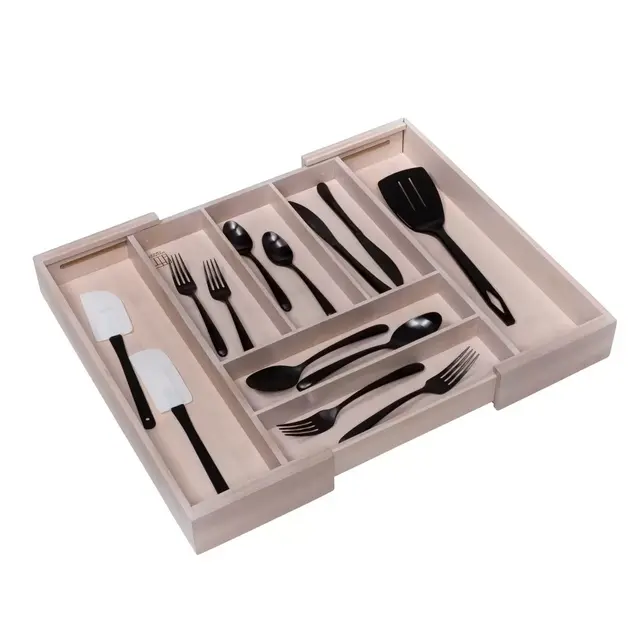 Squared Away™ Cutlery Expandable Bamboo Flatware Organizer