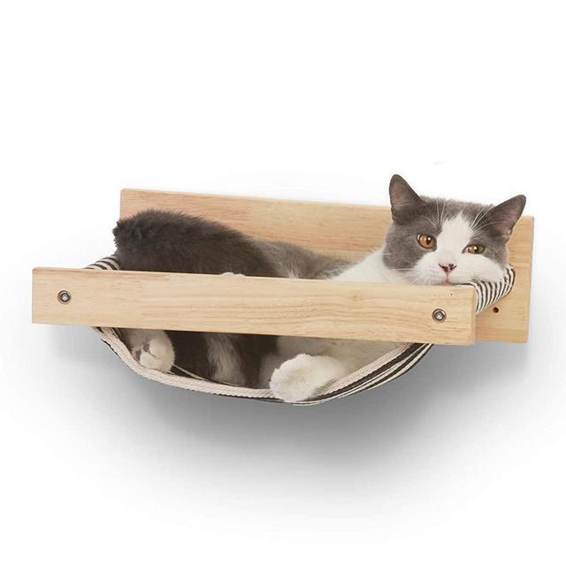 FUKUMARU Cat Hammock Wall Mounted Large Cats Shelf - Modern Beds and Perches - Premium Kitty Furniture for Sleeping, Playing, Climbing, and Lounging - Easily Holds up to 40 lbs
