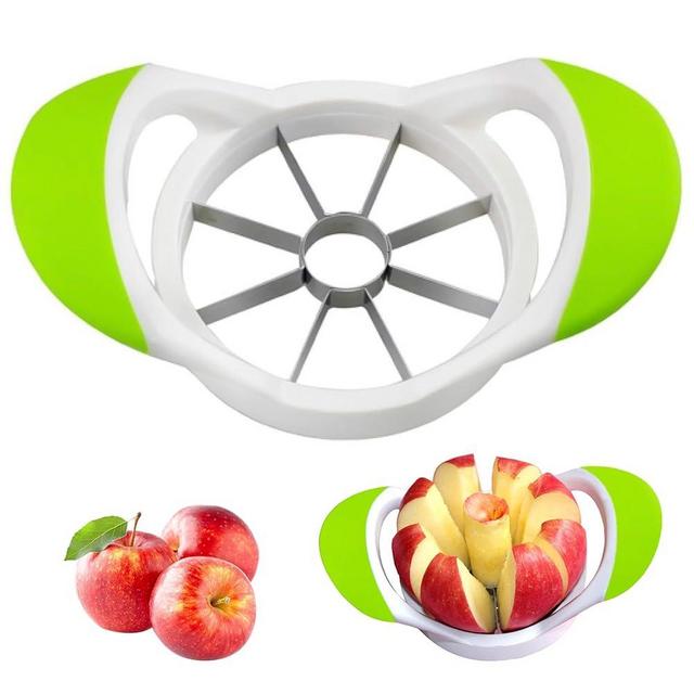 ARSUK Apple Slicer Corer Cutter Non Slip Soft Handles, Stainless Steel Blades, Easy Fruit Vegetable Cutter for Apples, Pears, and More, Dishwasher Safe Kitchen Tool & Gadget (Green, 8 Blades)