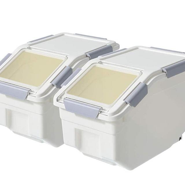 LISM 2 Pack Dog Food Storage Container with Scoop,Large Airtight Pet Dog Food Bin,Container for Dog Treats Rice,Dog Cat Dry Food Bin,Baking Supplies,Flour,Kitchen Pantry Cereal