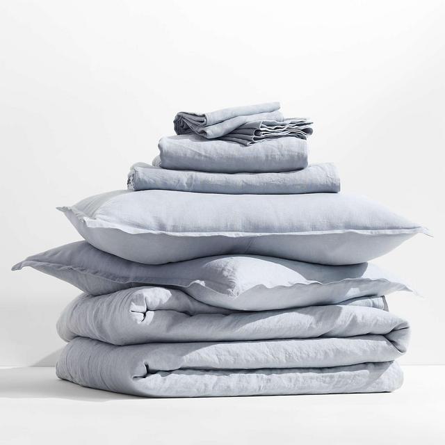 European Flax®-Certified Linen Mist Blue King Bedding Set