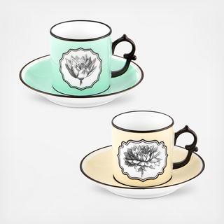 Christian Lacroix - Herbariae Assorted Coffe Cup & Saucer, Set of 2