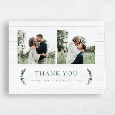 Light Wood, White Wedding Thank You - Galata Duo