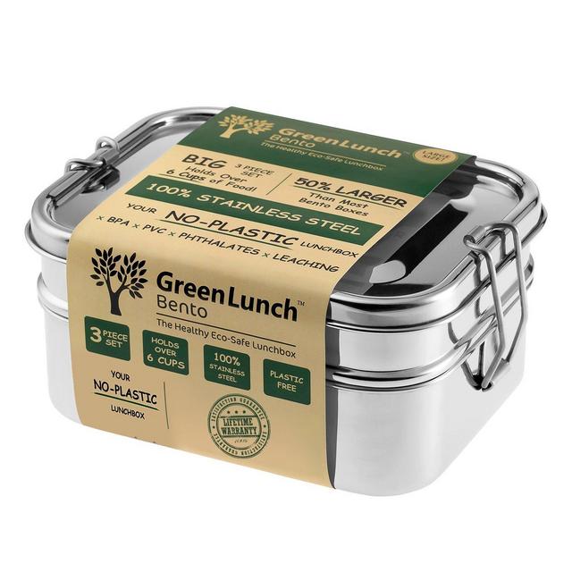 Stainless Steel 3-in-1 Bento Lunch Box + FREE LIFE-TIME WARRANTY | Holds 6 Cups of Food + BONUS Pod Insert | TOP-GRADE Durable Stainless Steel | ECO-Safe & Healthy | Perfect for both Kids + Adults